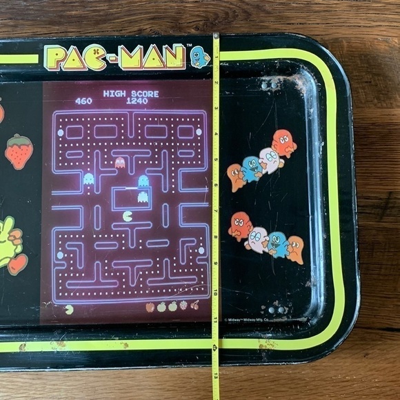 VINTAGE 1980's Midway PAC-MAN TV Folding Serving Tray Metal ✨ - Picture 15 of 16